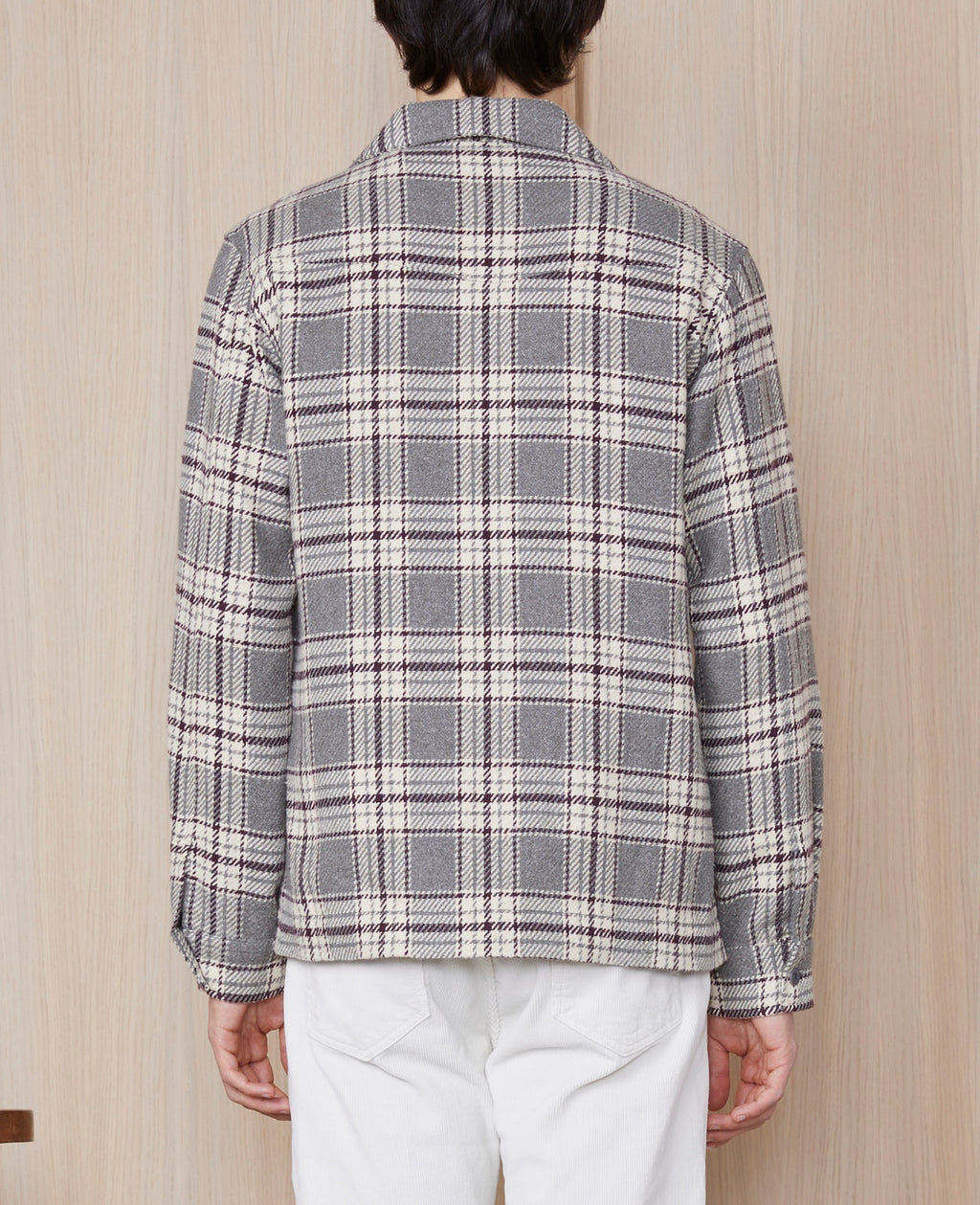 Sur Chemise Justin Ovs Wo Textur Check - Grey/Ecru/Plumwine