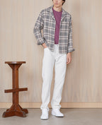 Sur Chemise Justin Ovs Wo Textur Check - Grey/Ecru/Plumwine