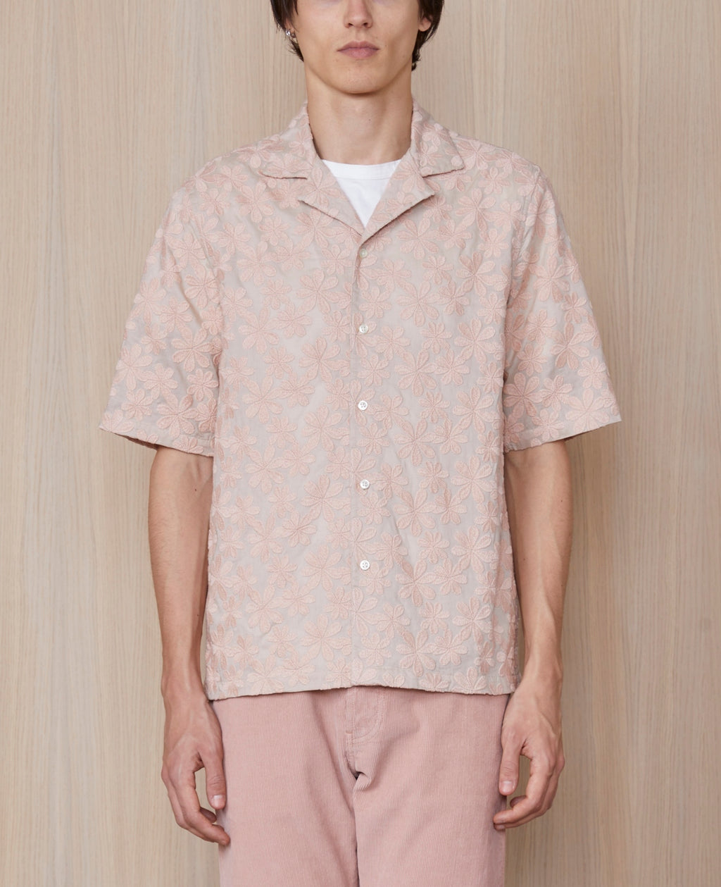 Chemise Eren Ss Co Embroi Flowers - Pink/Beige