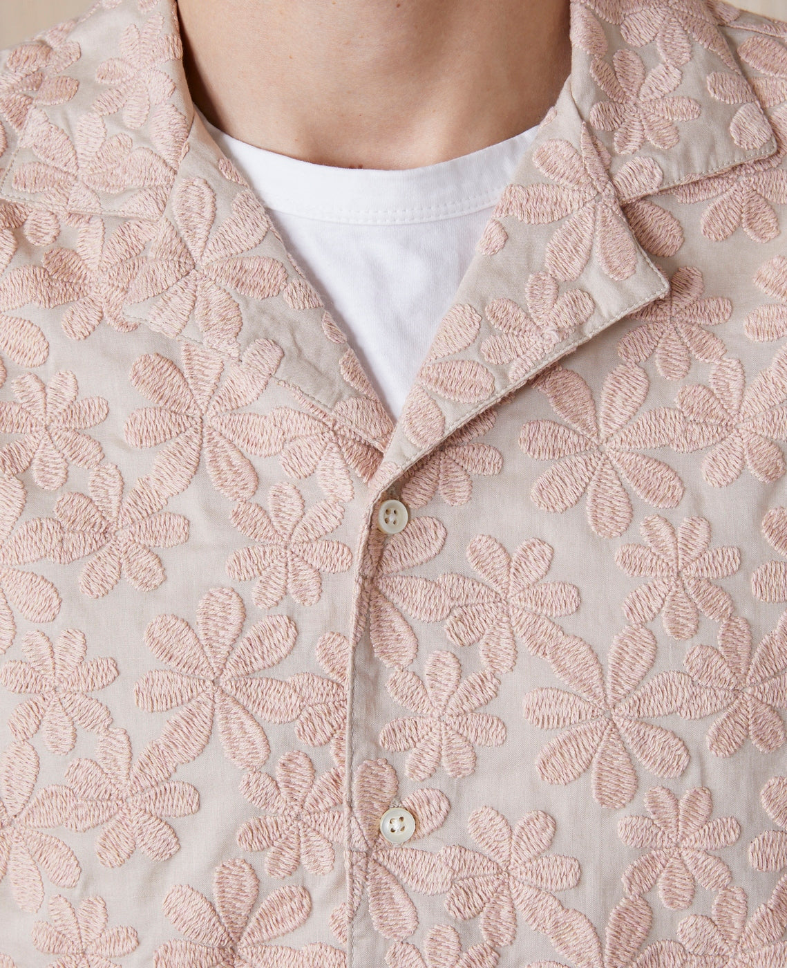 Chemise Eren Ss Co Embroi Flowers - Pink/Beige