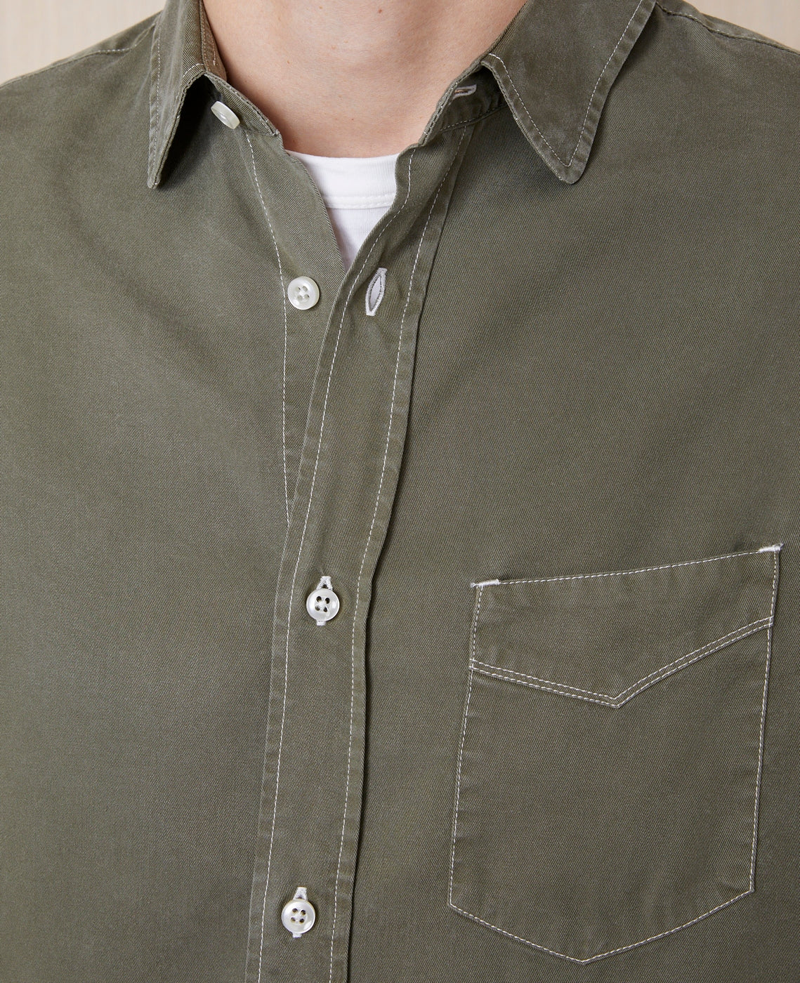 Chemise Lipp Gmt Dye Cly Contr Stit - Olivebonsai