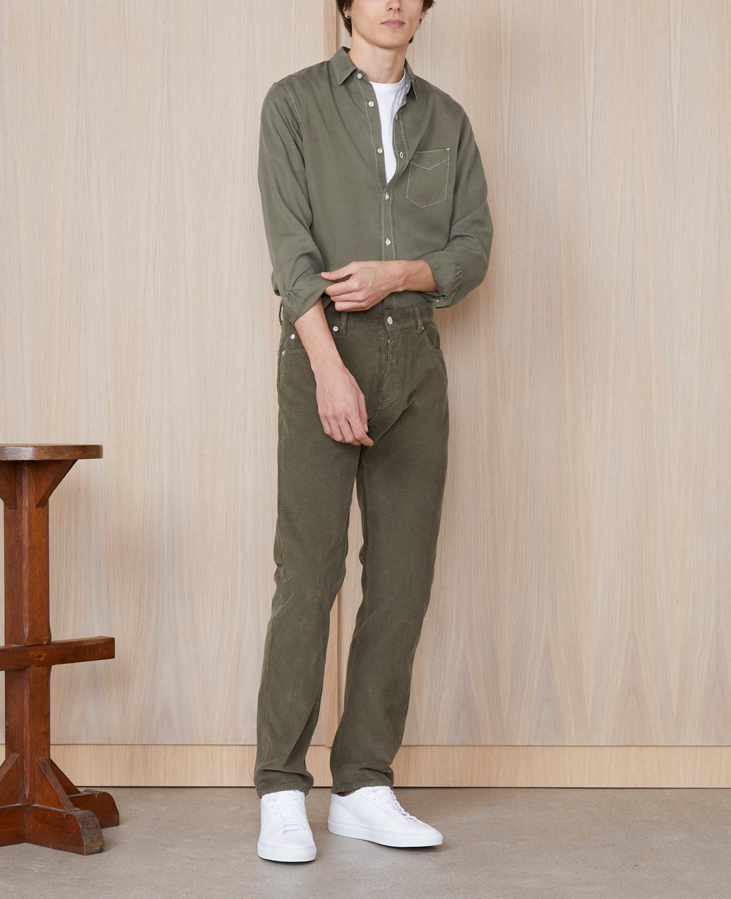 Chemise Lipp Gmt Dye Cly Contr Stit - Olivebonsai