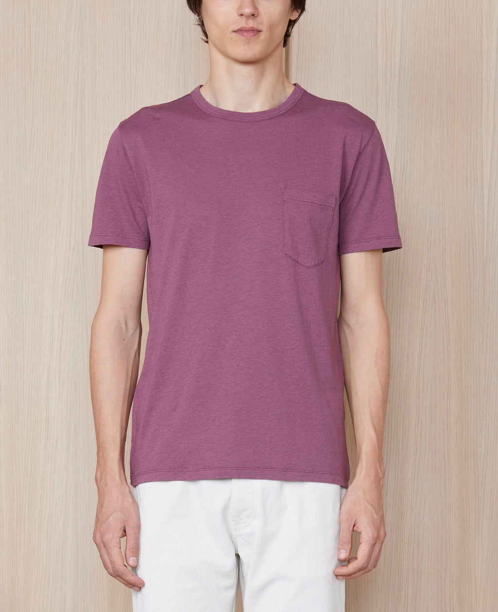 Tee Shirt Ss Tee Pkt Co Lin Ten Slub - Plumwine