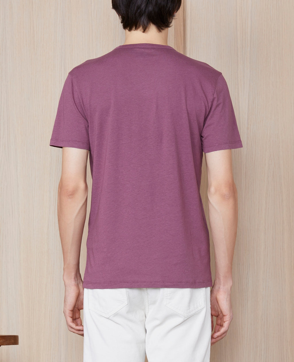 Tee Shirt Ss Tee Pkt Co Lin Ten Slub - Plumwine