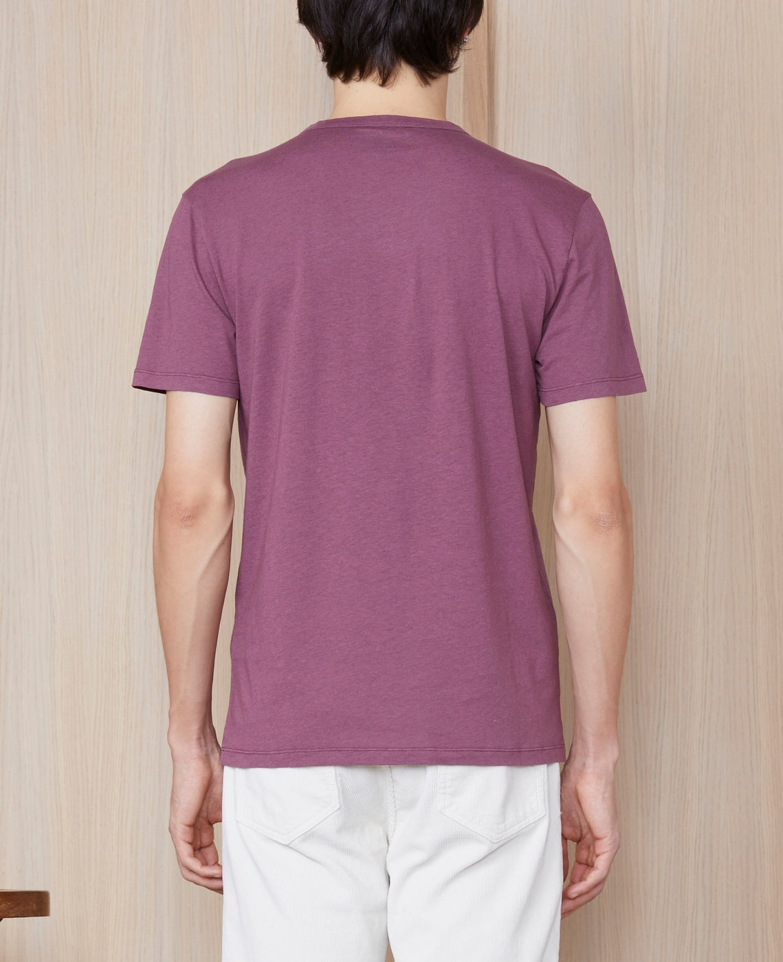 Tee Shirt Ss Tee Pkt Co Lin Ten Slub - Plumwine