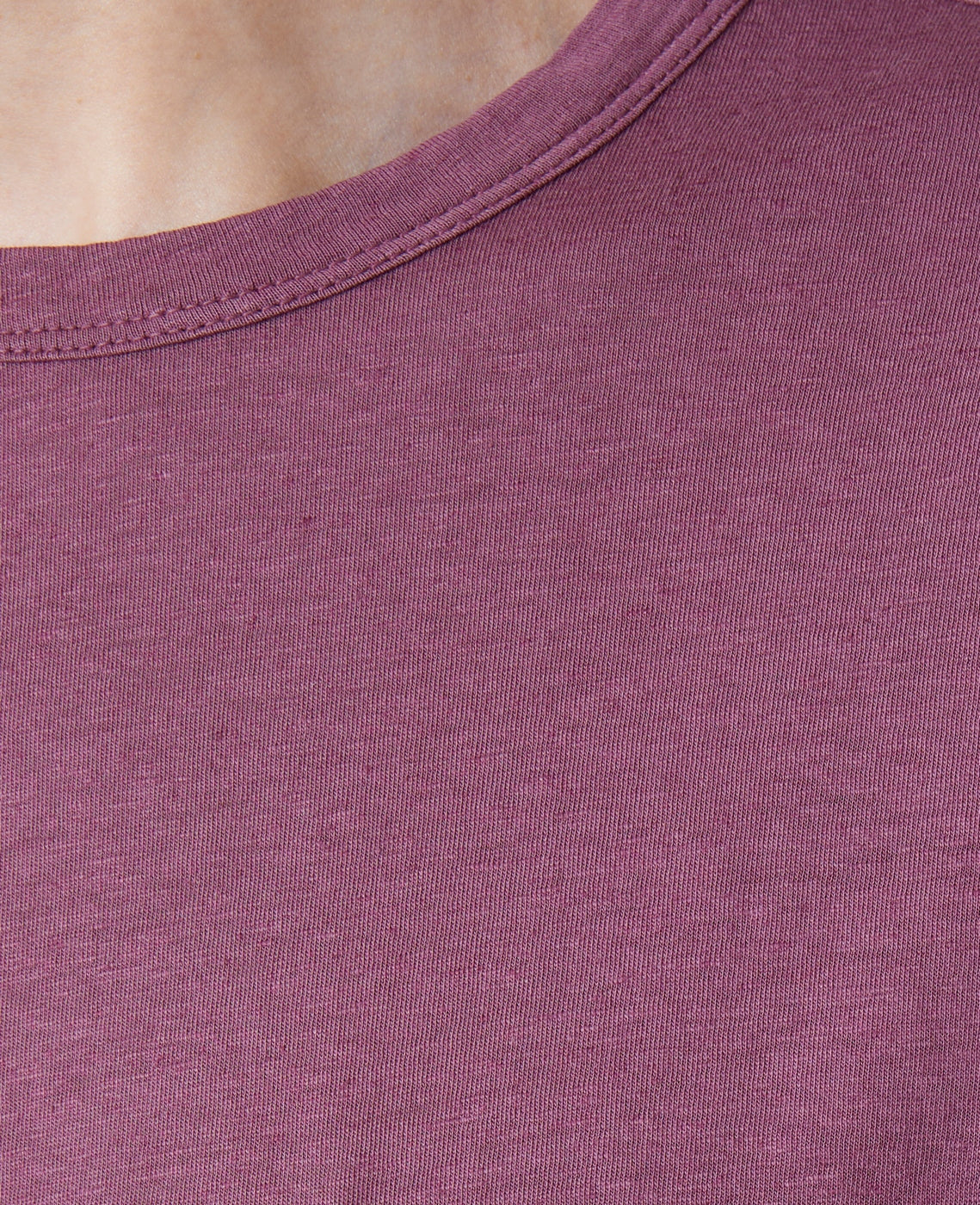 Tee Shirt Ss Tee Pkt Co Lin Ten Slub - Plumwine