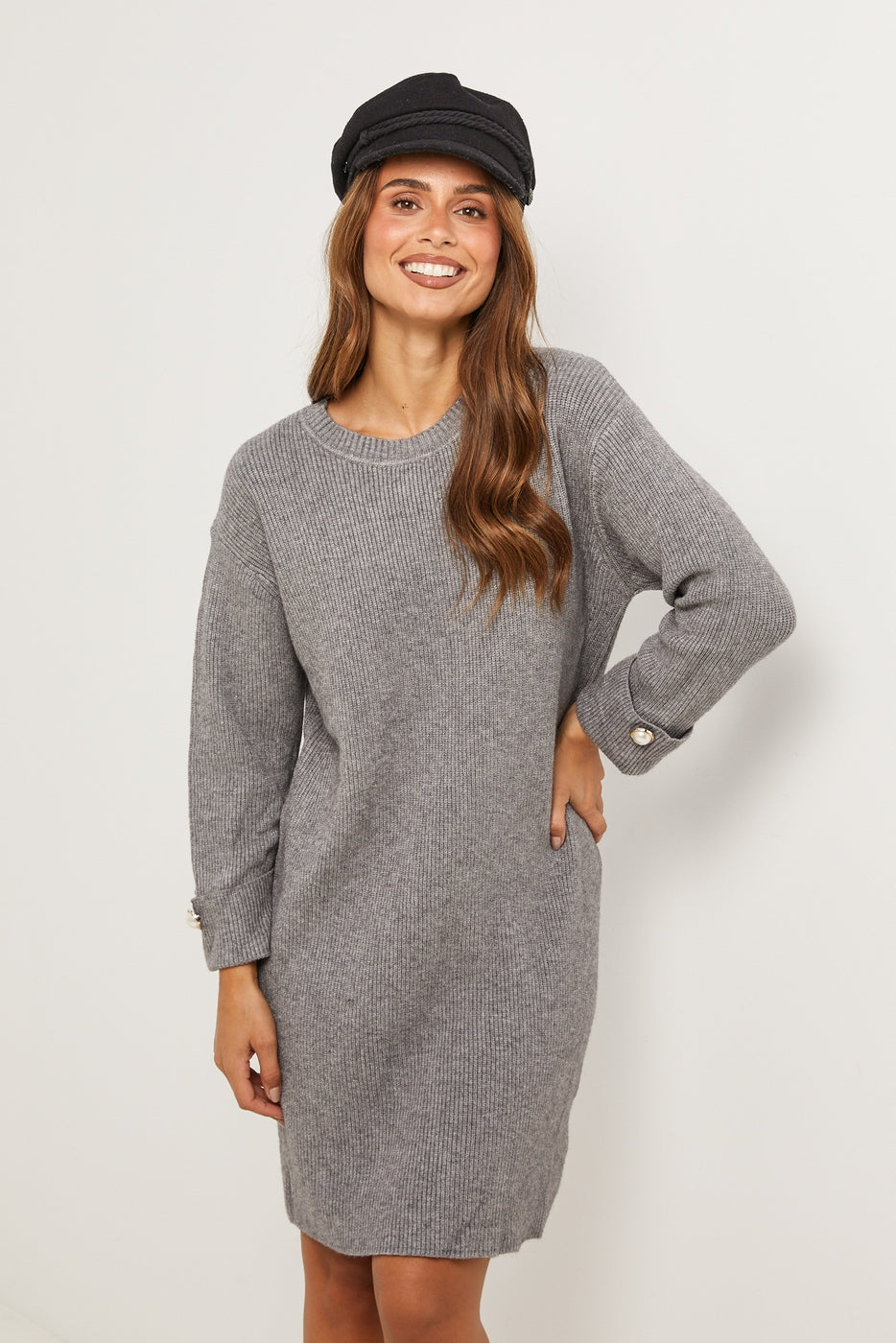 Vestido tipo suéter - Gris