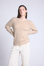 Jersey de Cuello Redondo Bubble de Cachemira Waldorf - Beige Crema - Mujer