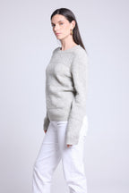 Jersey de Cuello Redondo Bubble de Cachemira Waldorf - Gris Claro - Mujer