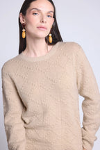 Jersey de Cuello Redondo Bubble de Cachemira Waldorf - Beige Crema - Mujer
