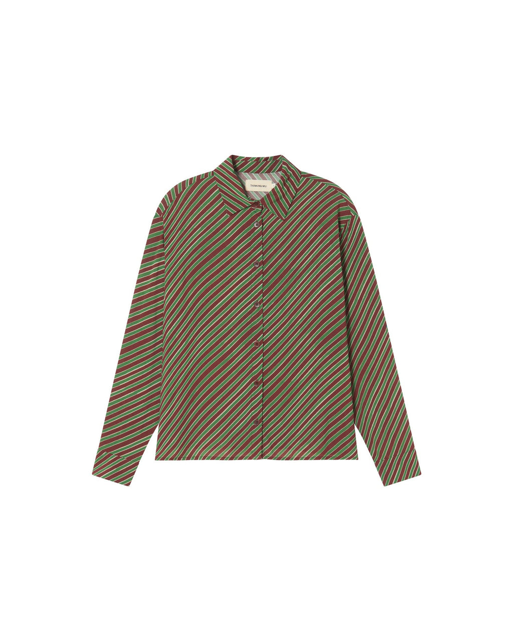 Blusa marrón rayas diagonal Kati sostenible-silueta-1
