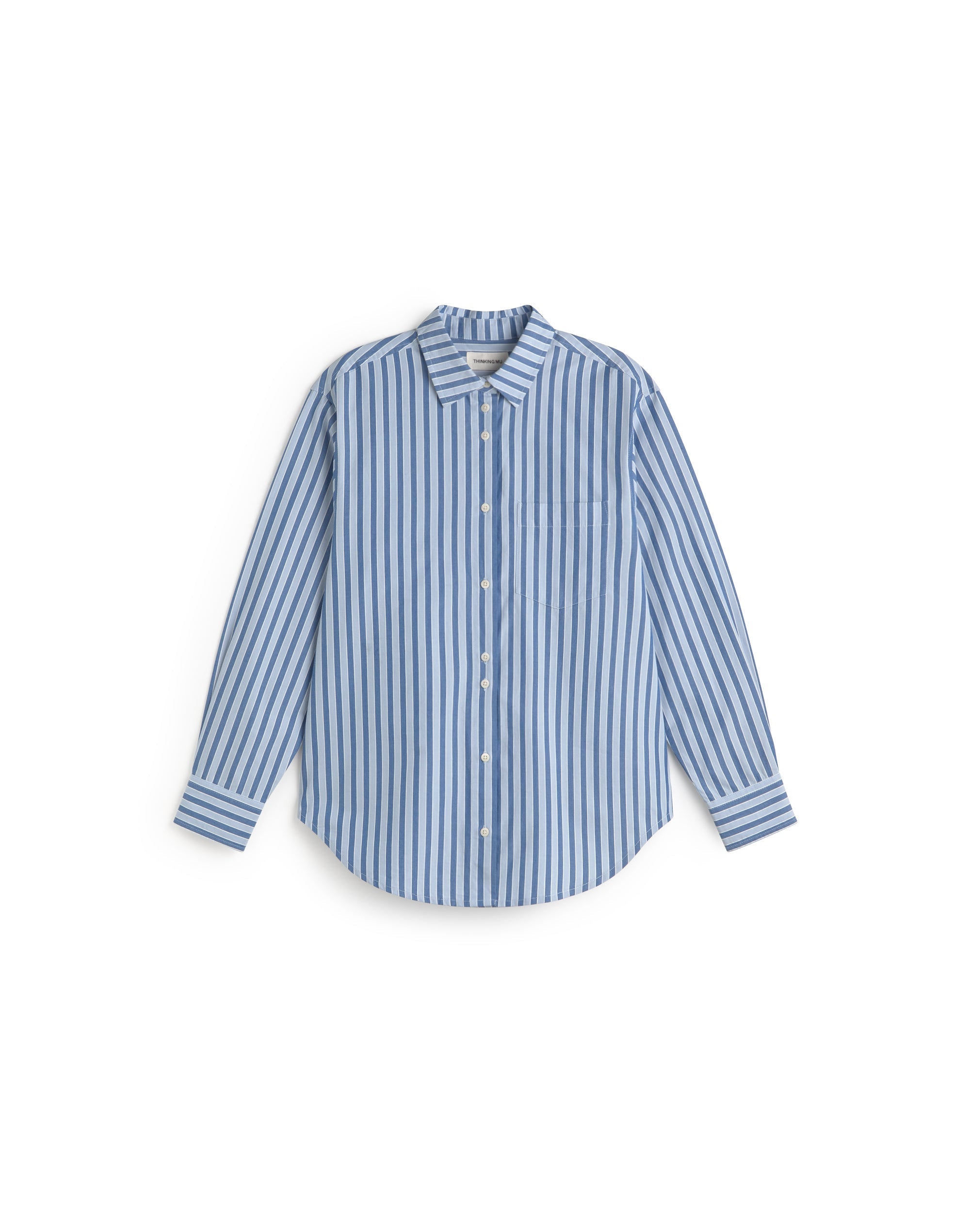 Camisa oversize rayas azul Odelia sostenible silueta - 1