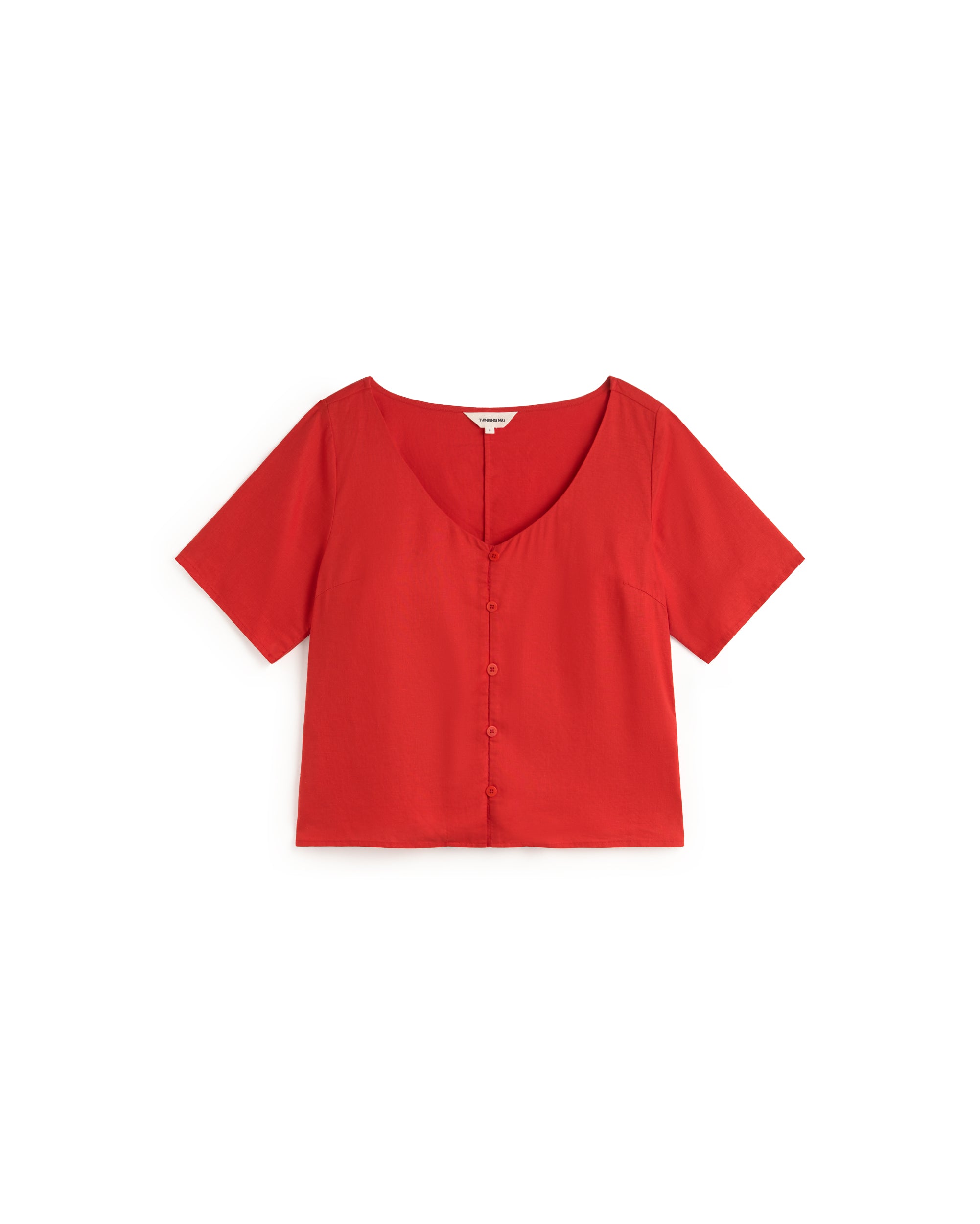 Blusa roja hemp Leia sostenible silueta - 1