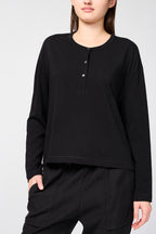 Maillot Henley Clean Finish - Noir - Femme