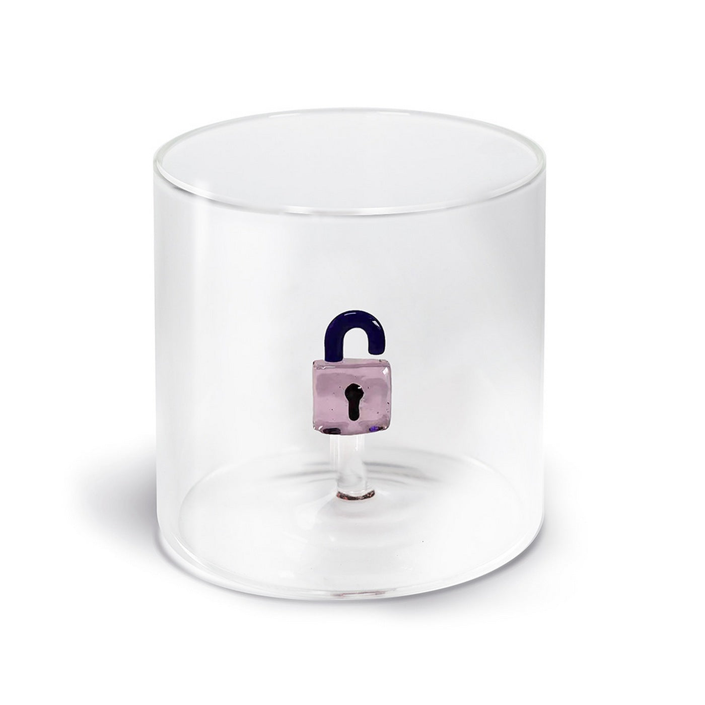 Set of 4 Borosilicate Glass Tumblers - Padlock Figurine