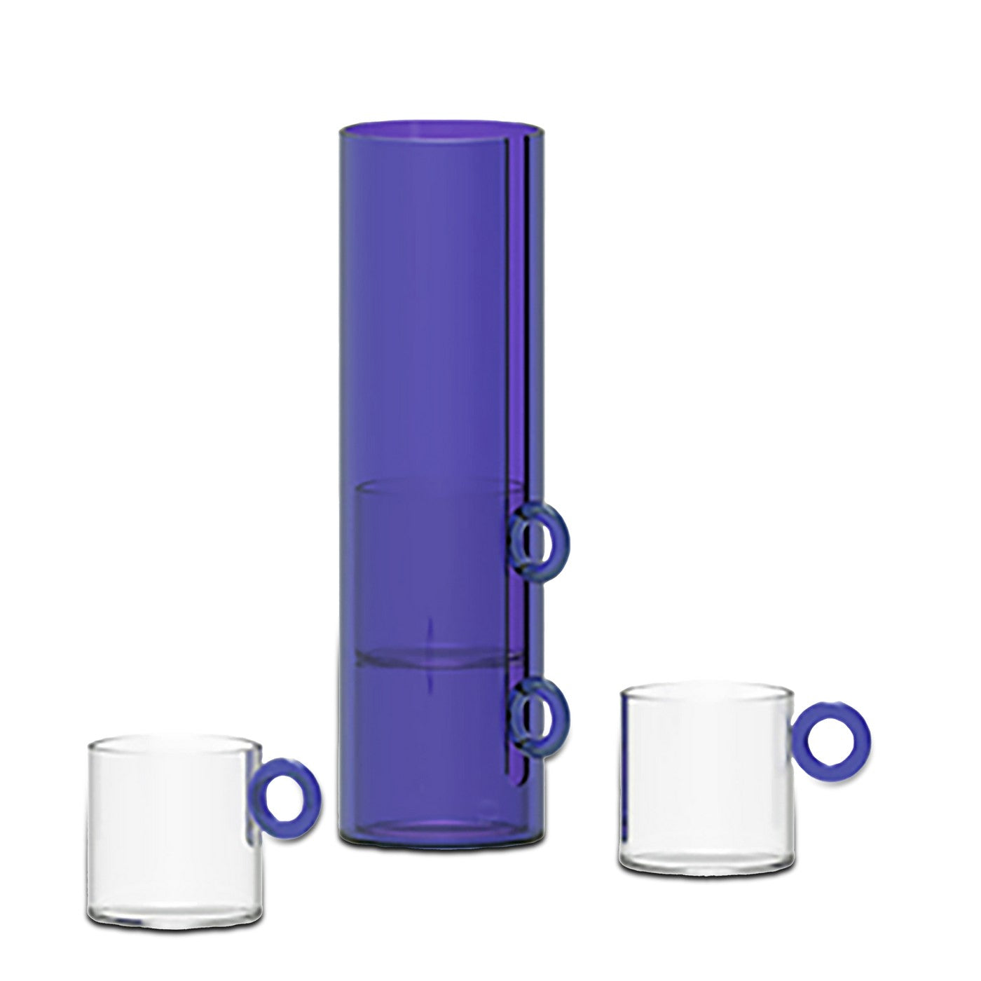 Set De 4 Tasses En Verre Borosilicate Avec Poignée À Anneau - Bleu