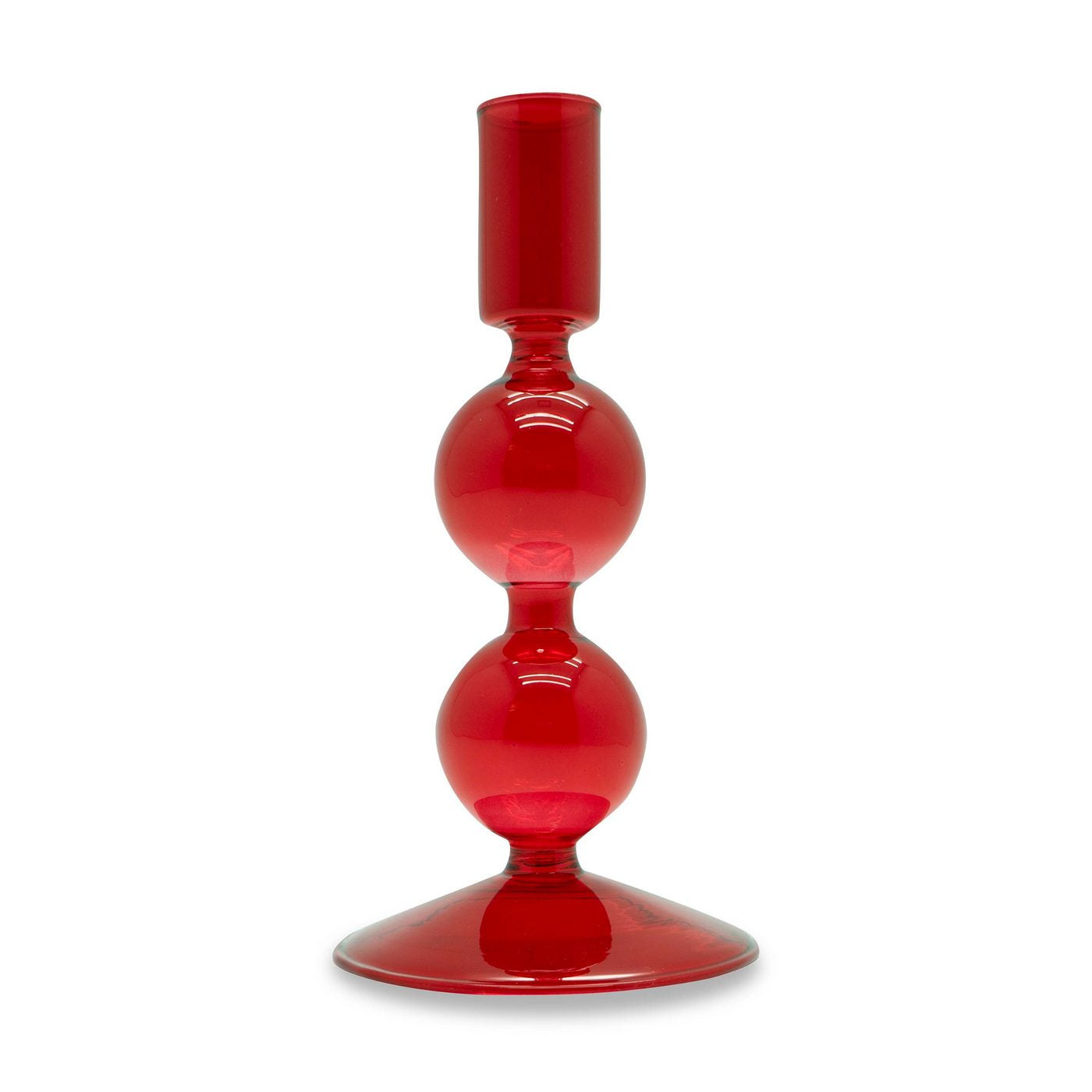 Portavelas De Vidrio 16 Cm - Rojo