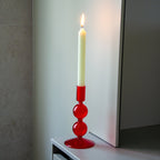 Portavelas De Vidrio 16 Cm - Rojo