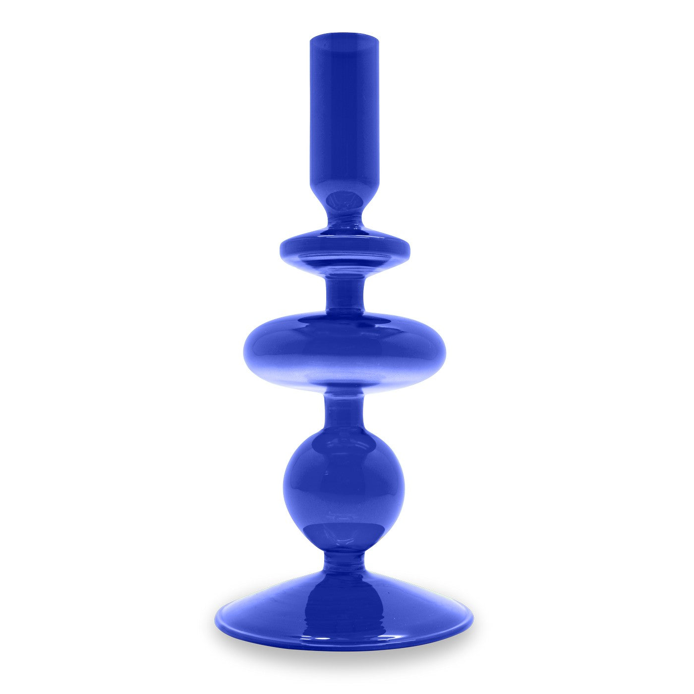 Bougeoir En Verre 20 Cm - Bleu