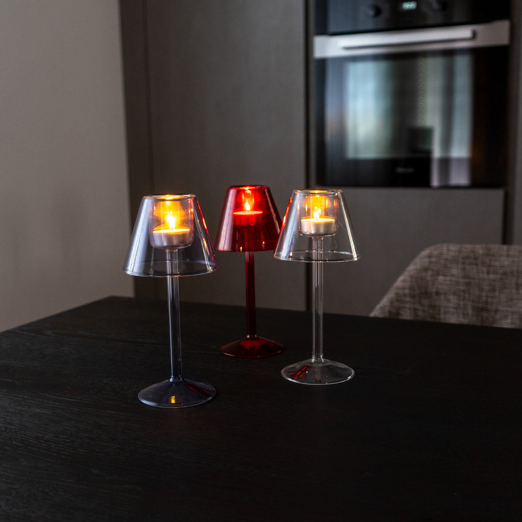 Portavelas de cristal de 22 cm - Lila