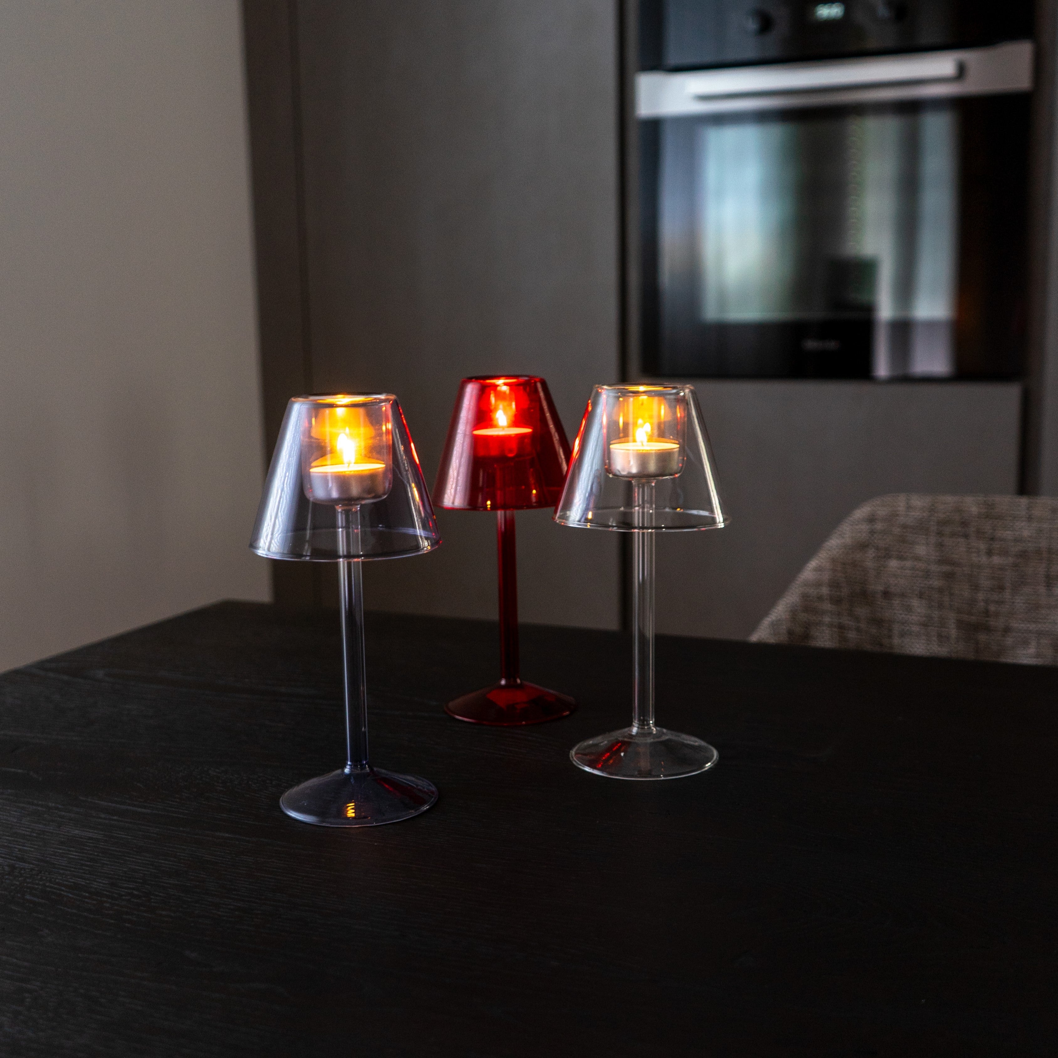 Portavelas de cristal de 22 cm - Lila