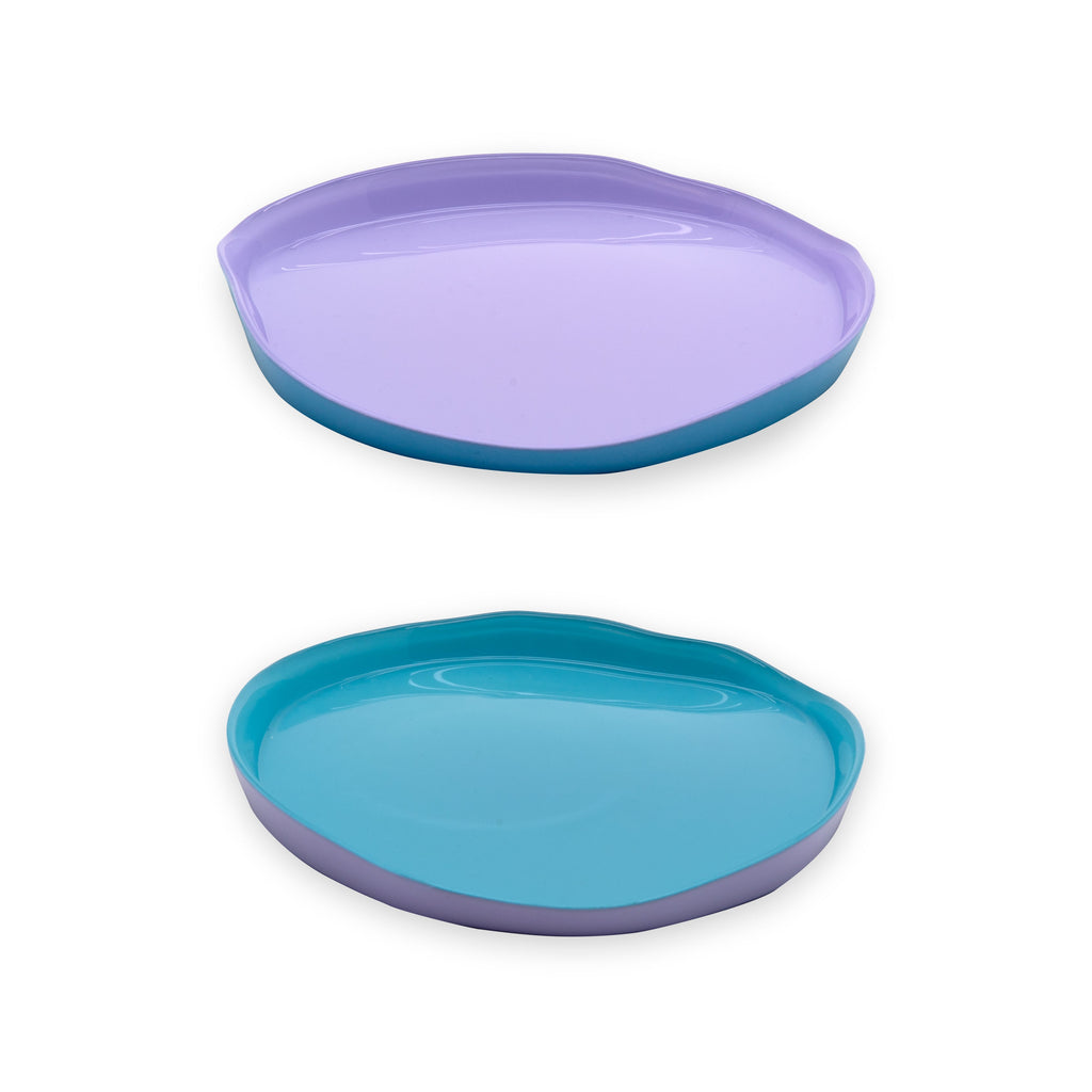 Juego De 2 Platos De Vidrio - Lila/Turquesa