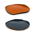 Juego De 2 Platos De Vidrio - Naranja/Azul Marino