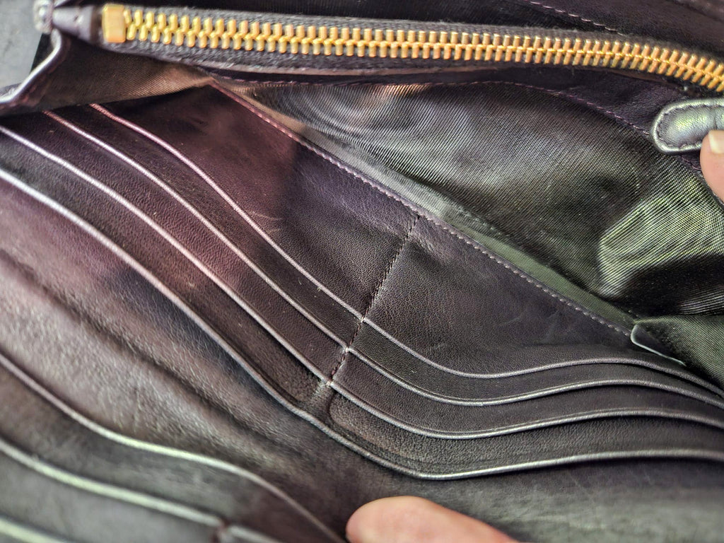 Long Prada Wallet in Purple Nylon & Black Leather