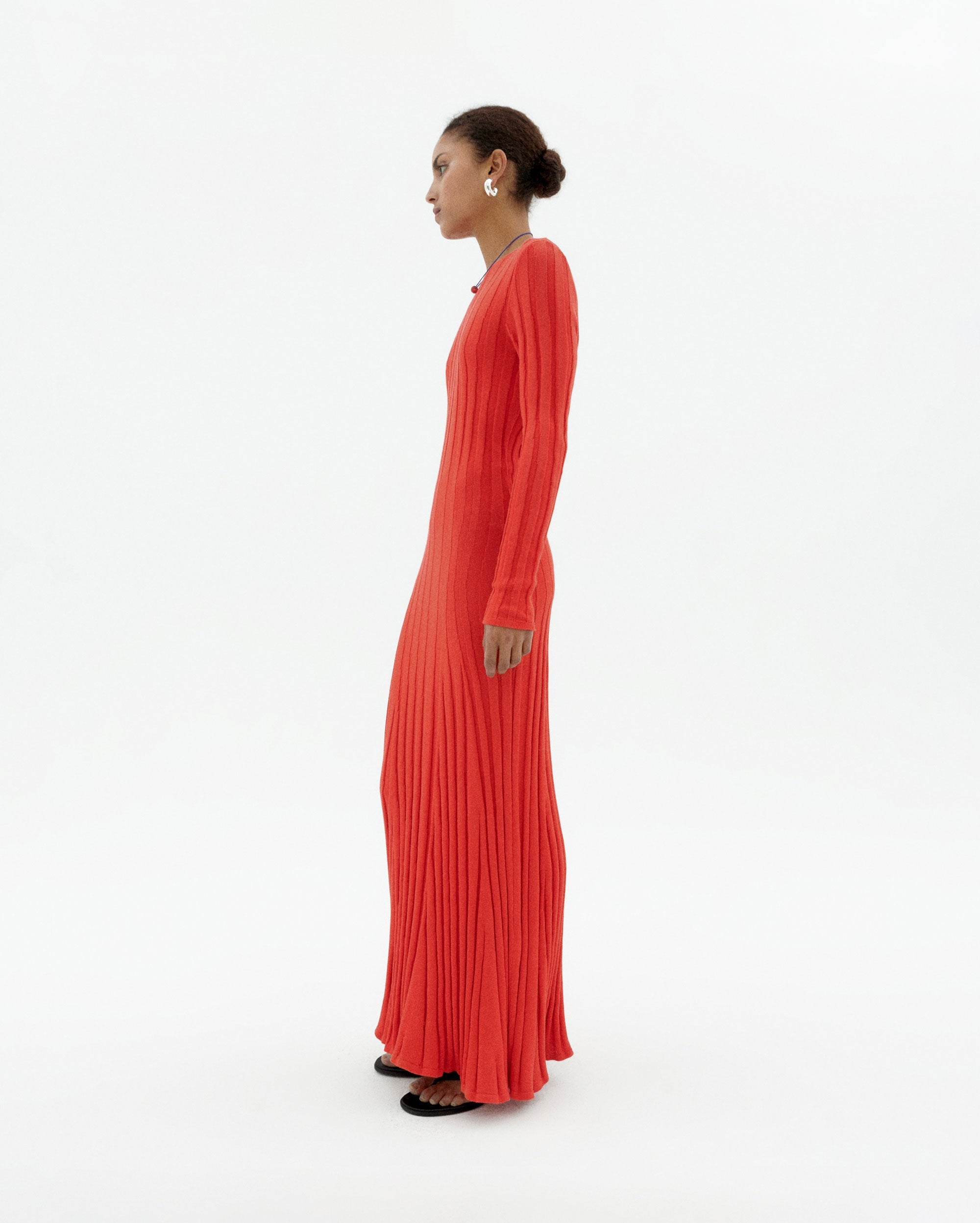 Vestido rojo punto Riko sostenible-3