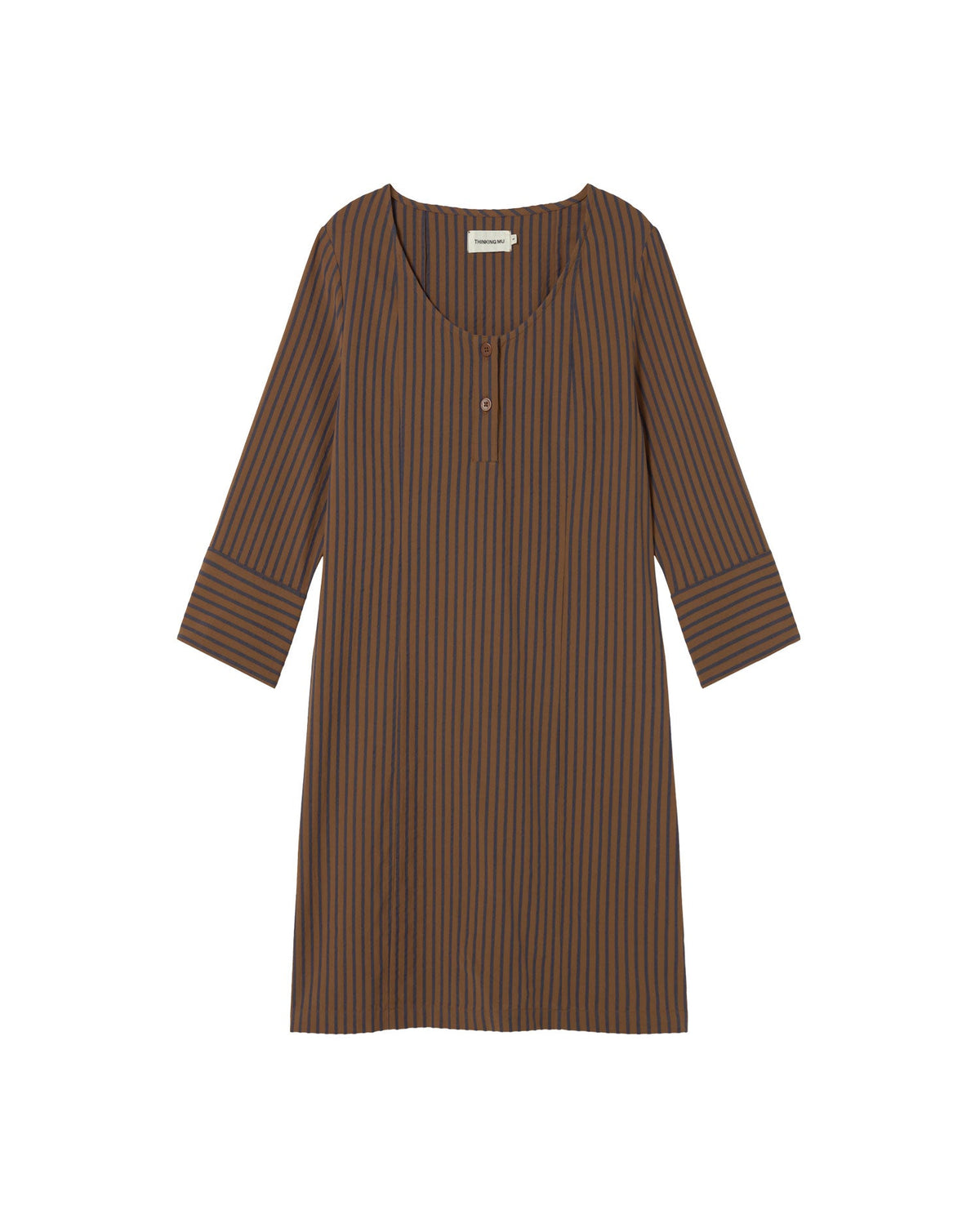 Maria Striped Short Dress - Brown
