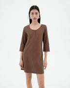 Maria Striped Short Dress - Brown