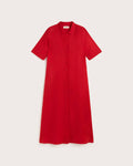 Vestido camisero largo rojo hemp Gianna sostenible silueta - 1