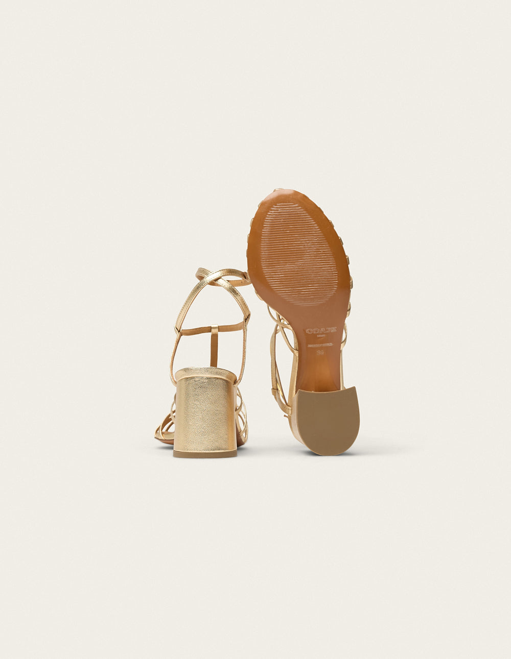 Sandales À Talons Ciana - Cuir Doré - Femme