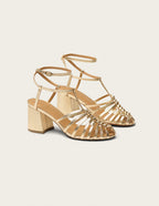 Sandales À Talons Ciana - Cuir Doré - Femme