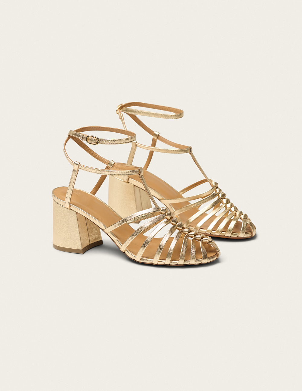 Sandales À Talons Ciana - Cuir Doré - Femme