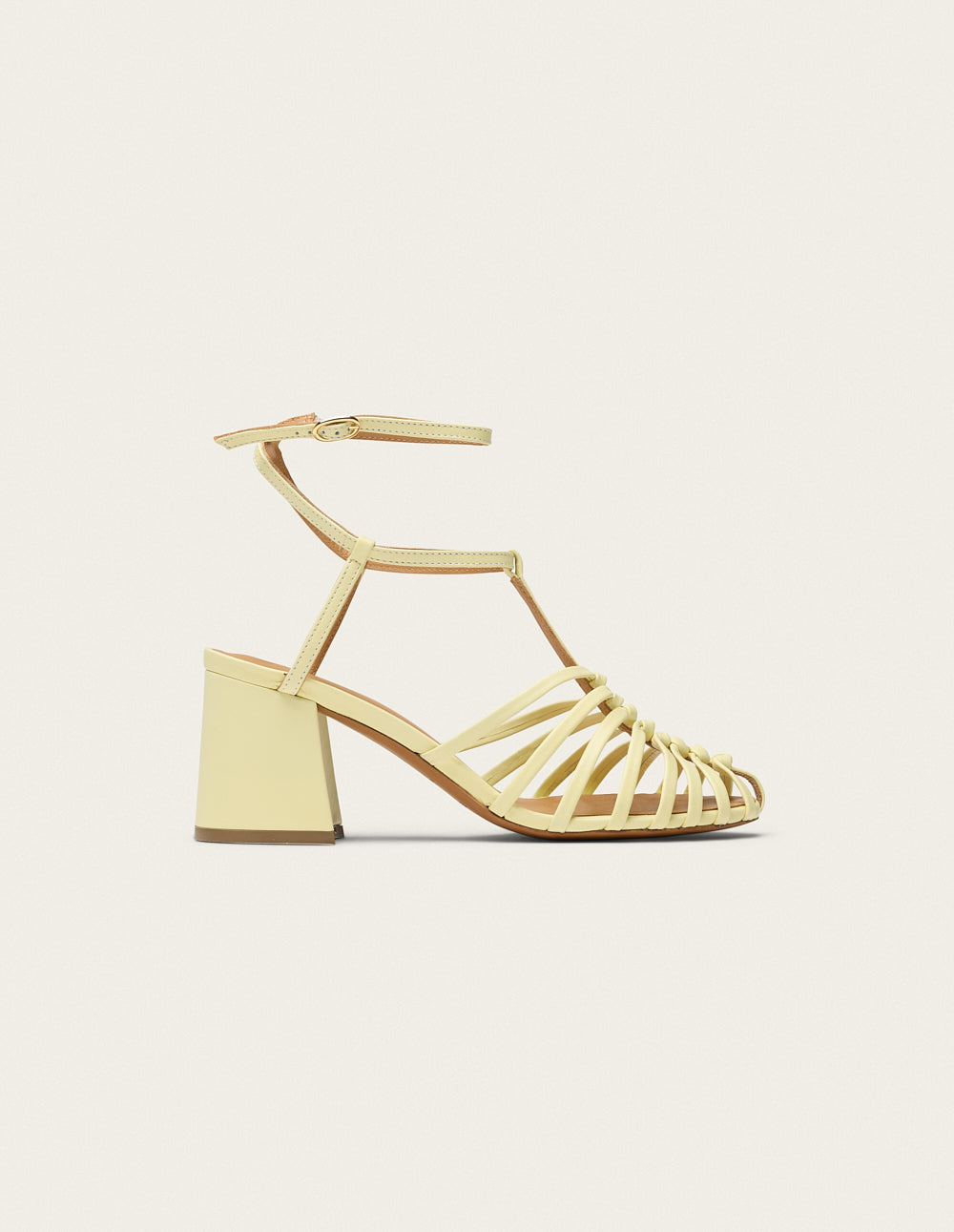 Sandales À Talons Ciana - Cuir Jaune Pastel - Femme