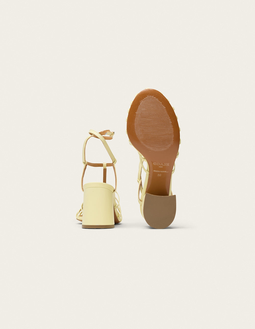 Sandales À Talons Ciana - Cuir Jaune Pastel - Femme