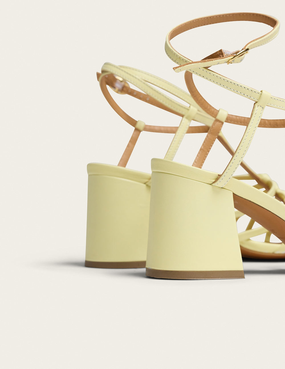 Sandales À Talons Ciana - Cuir Jaune Pastel - Femme
