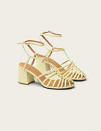 Sandales À Talons Ciana - Cuir Jaune Pastel - Femme
