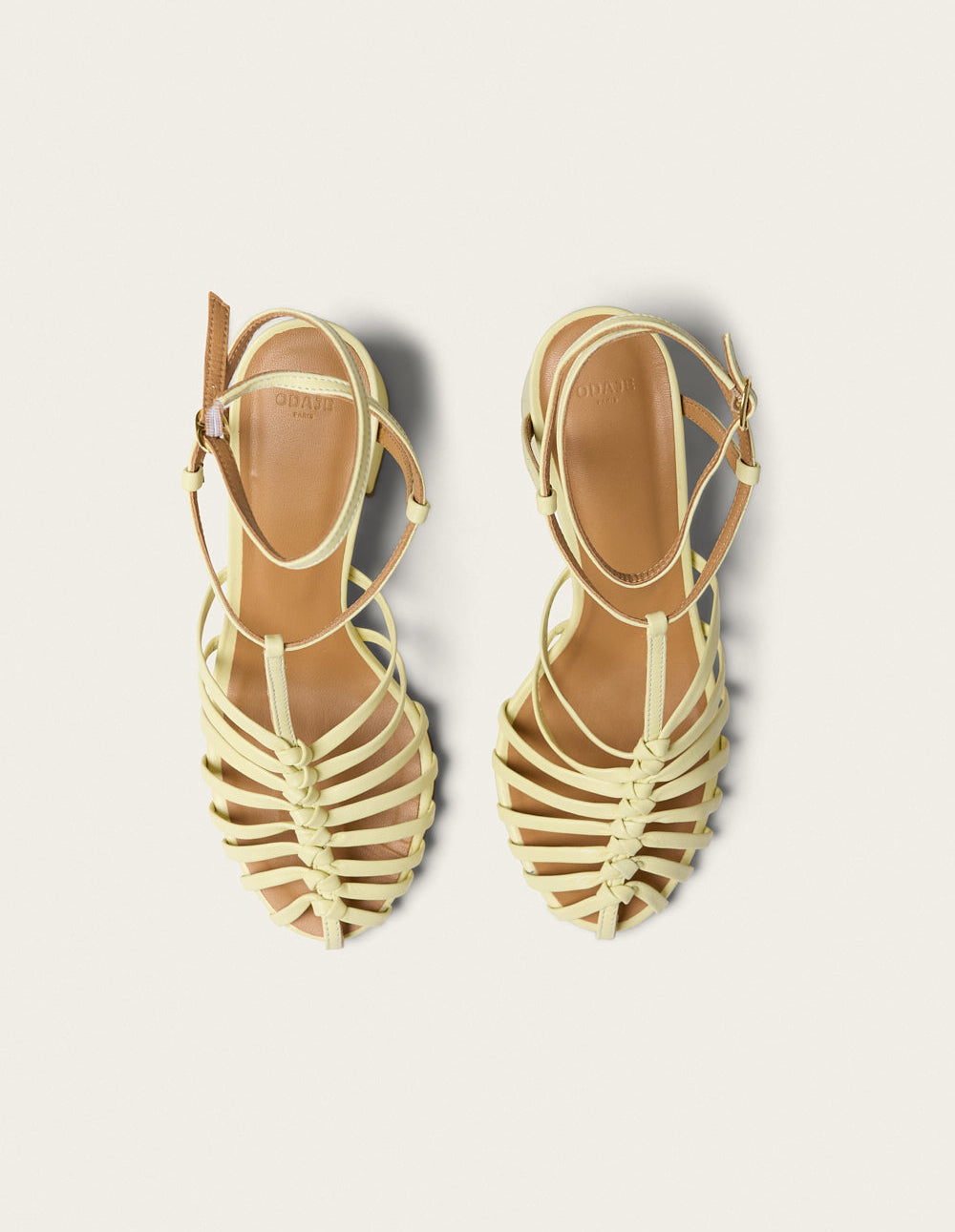 Sandales À Talons Ciana - Cuir Jaune Pastel - Femme