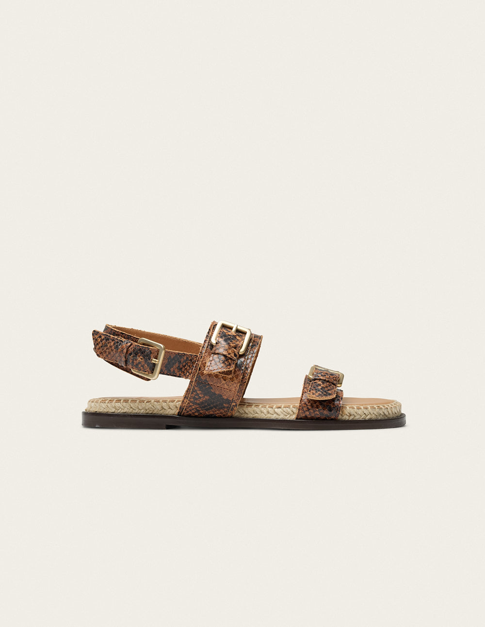 Espadrilles Lozi - Cuir Python Marron - Femme
