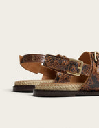 Espadrilles Lozi - Cuir Python Marron - Femme