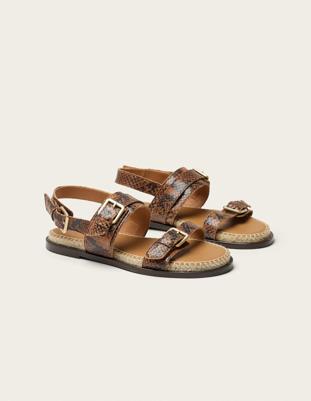 Espadrilles Lozi - Cuir Python Marron - Femme