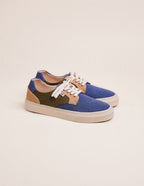 Baskets Basses Alexandre - Toile Bleu Gris, Beige Et Kaki - Homme