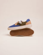 Baskets Basses Alexandre - Toile Bleu Gris, Beige Et Kaki - Homme