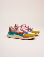 Zapatillas Anaelle Low - Ante Vegano Y Malla Amarillo Azul Fucsia - Mujer