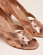 Clémentine H Heeled Sandals - Pink Cracked Leather