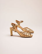 Sandalias Tacón Lise - Piel Dorada