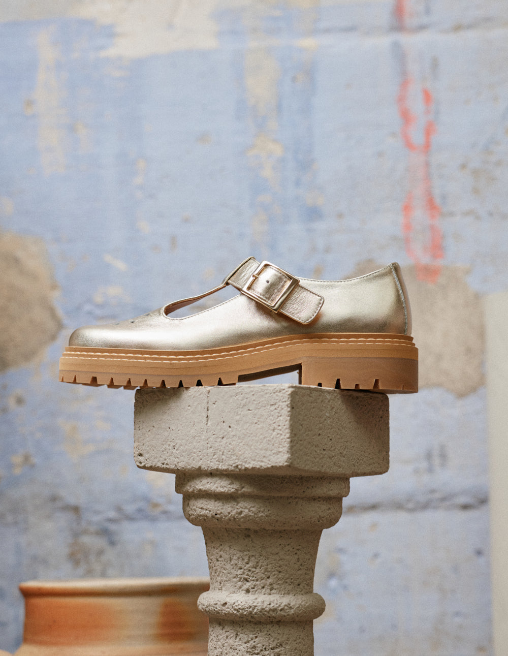 Derbies Romane Ajourée - Cuir Doré - Femme
