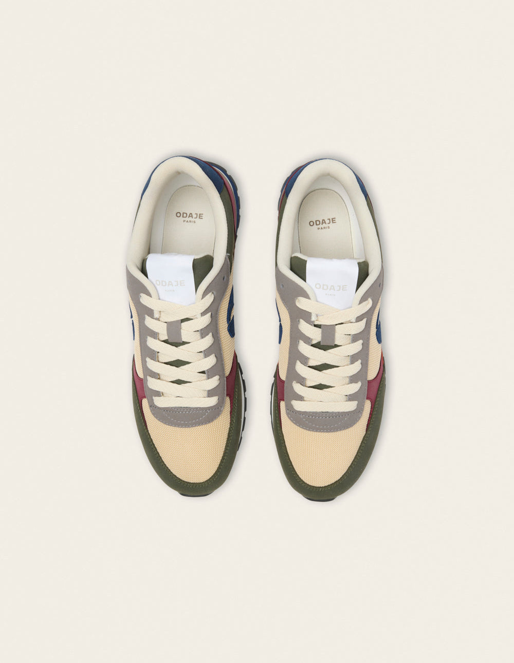 Adrien Low-Top Trainers - Khaki Ecru Grey - Men